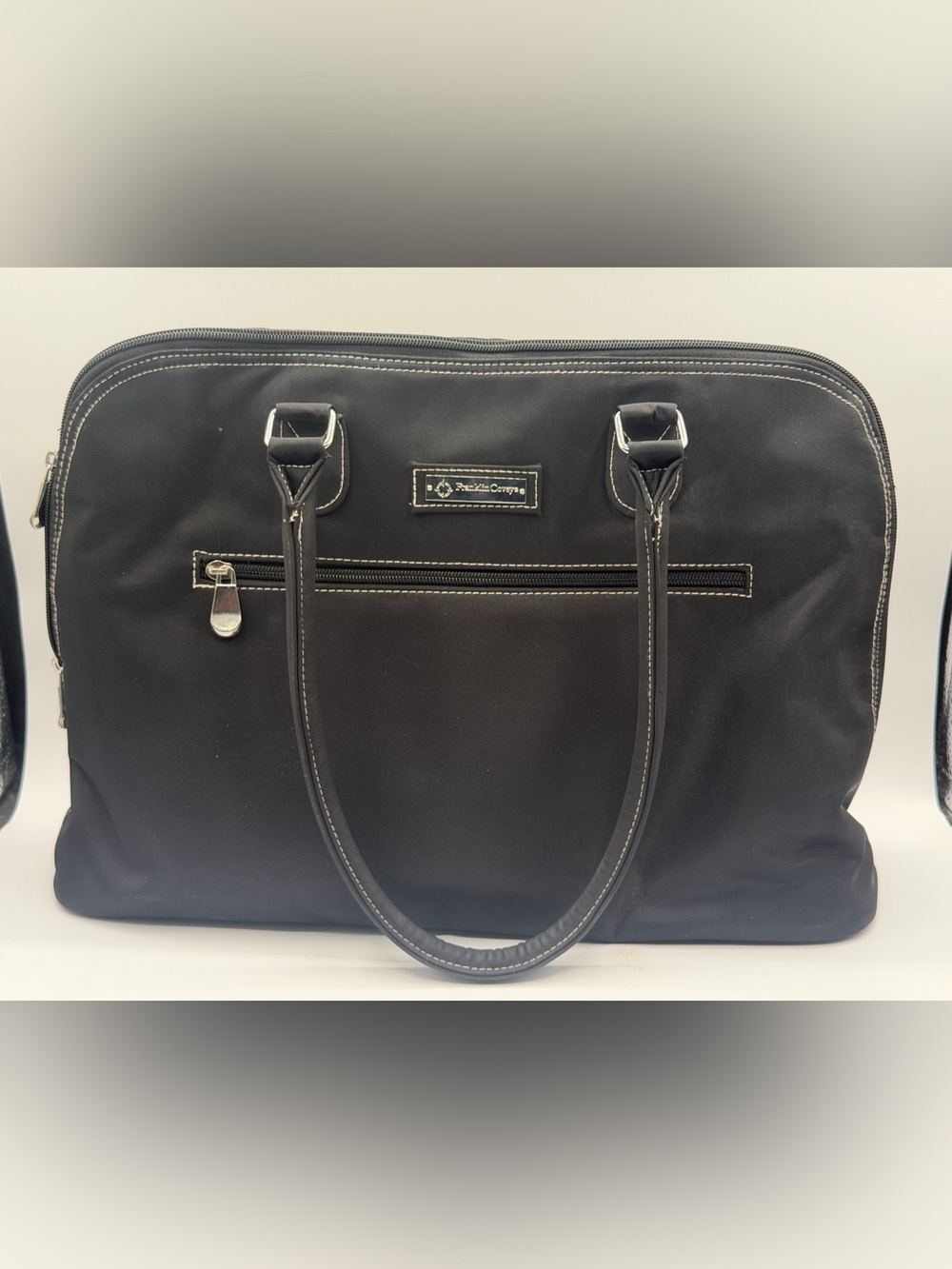 Franklin Covey Black Nylon Laptop Briefcase Business Tote Computer Bag